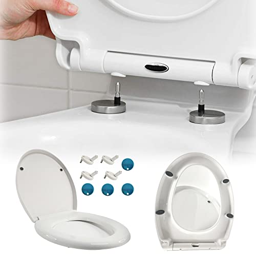 Toilettendeckel, weiß 0-Form WC-Sitz mit Soft Close Absenkung und Quick Release-Funktion, Antibakterieller Klodeckel aus Polypropylen-Kunststoff (PP) und Edelstahlscharnieren von Autofather