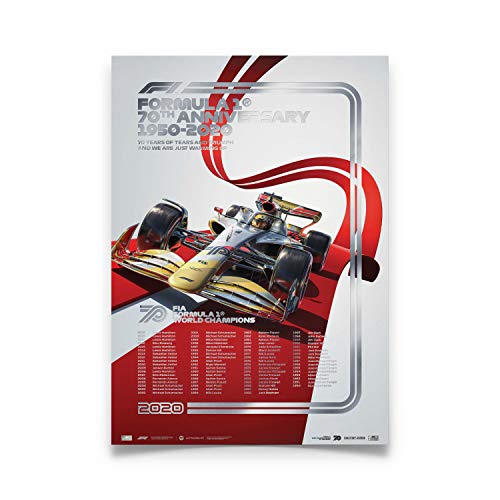 Automobilist FIA Formula 1® World Champions 1950–2019 – 70th Anniversary | Sammleredition Silber | Standard-Postergröße 48,4 x 69,8 cm von Automobilist
