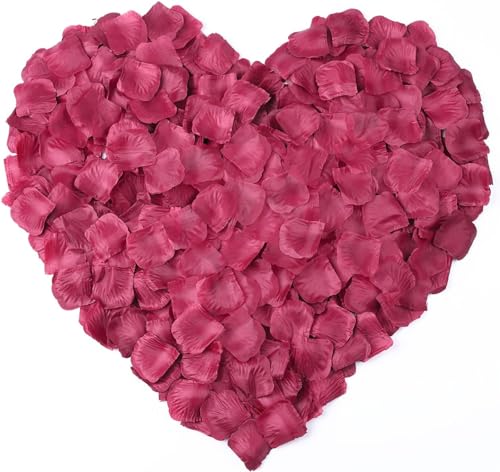 Auton 2000 Stück Rosenblätter Künstliche Rosenblüten Rot, Dekorationen für Hochzeiten, Valentinstag, Geburtstagsfeiern - Dunkelrot von Auton