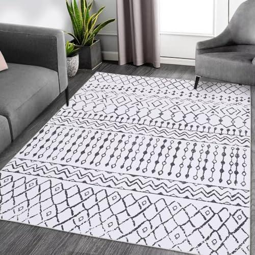 Auton Boho Teppich, Moderner Teppich, Neutraler Teppich für Schlafzimmerdekoration Wohnzimmer Dekorationsideen Spielzimmer 160 x 200 cm Beige von Auton