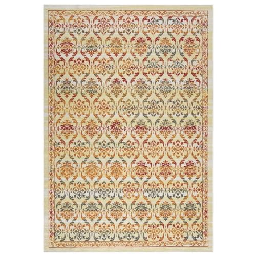 Auton Boho-Teppiche, Waschbare Teppiche für Wohnzimmer Rutschfester dünner Überwurf Teppich für Esszimmertisch Teppich mit Blumendruck im Used-Look für Schlafzimmer Küche Büro, Bunt 160 x 230 cm von Auton