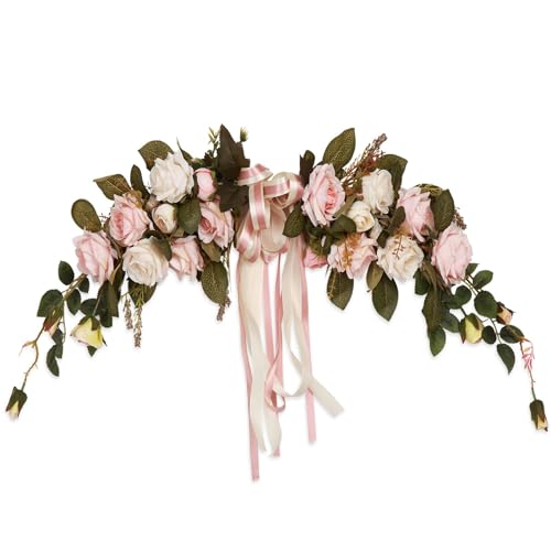 Auton Hochzeitsbogen Blumen, künstliche Pfingstrose Hydrangea, 55cm Künstliche Blumen Girlanden Kunstblumen Girlande für Tür, Hochzeit, Party, Wand, Heimdekoration von Auton