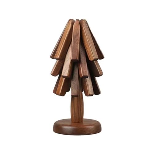 Auton Tischmatte aus Walnussholz, Holz Untersetzer Hitzebeständig rutschfest Faltbare Baumform Multifunktional Untersetzer für Zuhause, Küchen, Tischdekoration, 23 x 10 cm von Auton