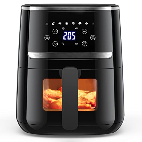 Heißluftfritteuse 4,5L Friteuse Heissluft ohne Öl XL, Air Fryer mit Sichtfenster LED-Touchscreen, 8 Programmen luftfritteuse 1500W, Einstellbare Temperaturregelung Gute Grillergebnisse von Auton