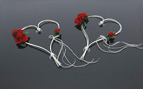 ROMANTISCHE Herzen Autoschmuck Auto Schmuck Braut Paar Rose Deko Dekoration Hochzeit Car Auto Wedding Deko (Rot 2) von Auto-schmuck so einfach so kreativ