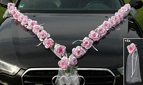 Rosen Girlande Braut Paar Rose Deko Dekoration Autoschmuck Hochzeit Car Auto Wedding ®Auto-schmuck Deko PKW (Pink Rant) von Auto-schmuck so einfach so kreativ