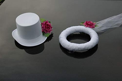 Schleier UND Hut Autoschmuck Rose Car Dekoration Hochzeit Wedding ®Auto-schmuck (Rosa/Weiß) von Auto-schmuck so einfach so kreativ