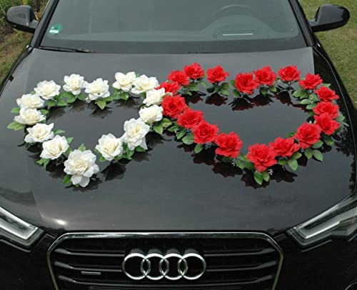 DER KLASSIKER Auto-schmuck 100% fertige Dekoration Braut Paar Rose