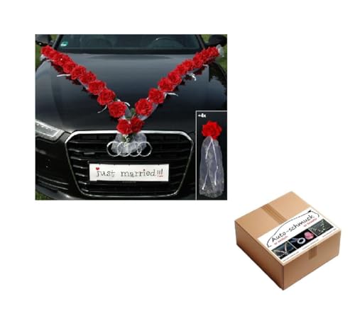 Rosen Girlande Braut Paar Rose Deko Dekoration Autoschmuck Hochzeit Car Auto Wedding ®Auto-schmuck Deko (Rot/Weiß) von Auto-schmuck so einfach so kreativ
