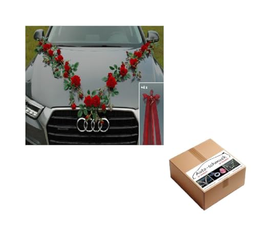 Rosen Girlande Braut Paar Rose Deko Dekoration Autoschmuck Hochzeit Car Auto Wedding ®Auto-schmuck Deko PKW (Exclusive Rot) von Auto-schmuck so einfach so kreativ