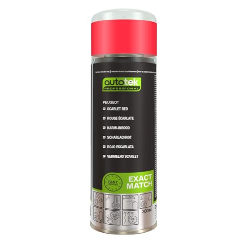 AutoTek Professional Exact Match Car Spray Paint, Peugeot Scarlet Red Aerosol Spray 300 ml von Autotek
