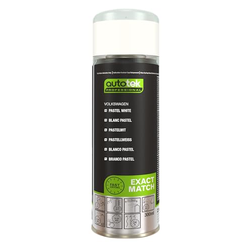 AutoTek Professional Exact Match Car Spray Paint, Volkswagen Pastel White Aerosol Spray, 300 ml von Autotek