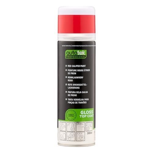 AutoTek Professional Red Calliper Spray Paint, Aerosol Spray for Brake Calliper and Drums 300 ml von Autotek