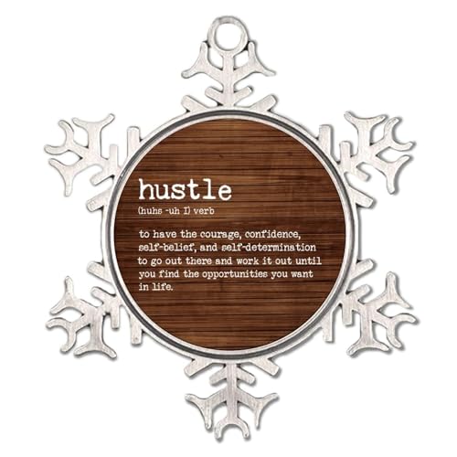 Autravelco Hustle Nomen Definition Weiße Schneeflocke Ornamente Schwarz & Weiß Typografie Weihnachtsbaum Dekorationen Bedeutung Beschreibung Hängende Xmas Andenken Familie Geburtstag von Autravelco