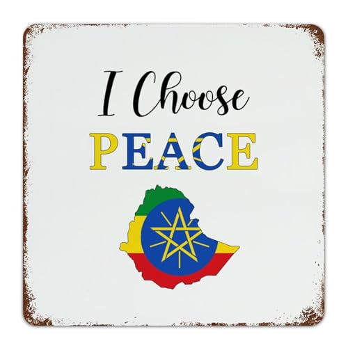 Autravelco Personalisierte Metallschilder Outdoor I Choose Peace Ethiopia Home Decor Metallschild für Schlafzimmer Badezimmer Garten Staatskarte Kunst Poster Geschenk für Hof 30,5 x 30,5 cm von Autravelco