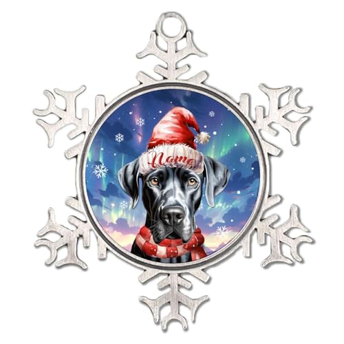 Schneeflocken-Ornamente Deutsche Dogge, rustikale Weihnachtskugel Kunst Portrait Haustier Hunde Urlaub Weihnachtsbaum Party Dekorationen Andenken Geschenk Namensschilder von Autravelco