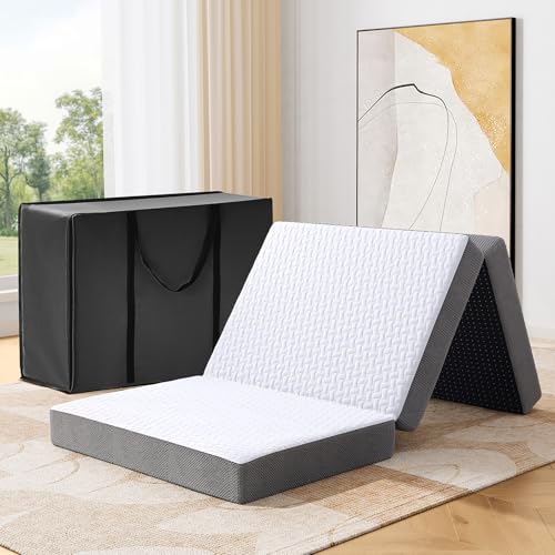 Autsel Klappmatratze 65x195x7.5cm 3-teilige Faltmatratze Camping Matratze Gästebett Bodenmatratze Gästematratze Feldbett Klappbett von Autsel