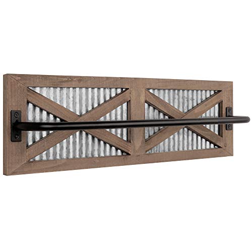 Autumn Alley Farmhouse Rustikaler Handtuchhalter – Holz-Handtuchhalter – 61 cm – Bauernhaus-Handtuchhalter für rustikales Badezimmer und Bauernhaus-Küchenstil Dekor – Wandmontage, rustikales Braun von Autumn Alley