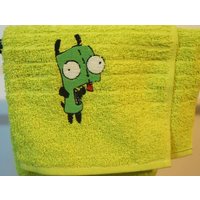 Invader Zim Gir Hund Grün Besticktes Handtuch Invader Zim Gir Hund Grün Besticktes Handtuch von AutumnColour