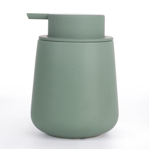 Autumnlife Seifenspender Grün, Spülmittelspender Keramik Seifenspender mit Großer Pumpenkopf, Nachfüllbarer Flüssigseifenspender Matt Soap Dispenser Geeignet für Küche,Bad - 350ml von Autumnlife