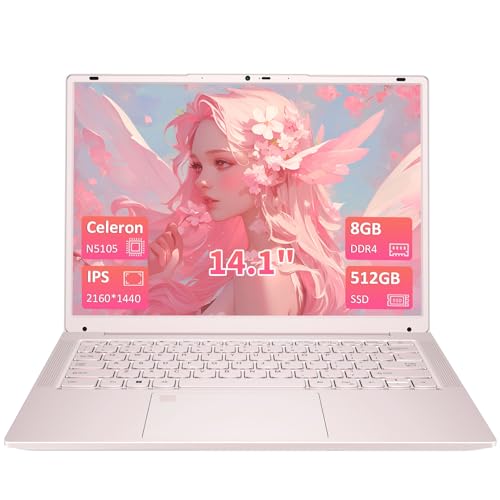 Auusda Laptop 14 Zoll 2560 x 1440 Auflösung, Celeron N5105 CPU (Bis zu 2.9GHz), 8GB DDR4 512GB SSD, Student/Business Notebook, Mini HDMI, USBx2, Micro SD, Camera, 3TB Upgrade von Auusda