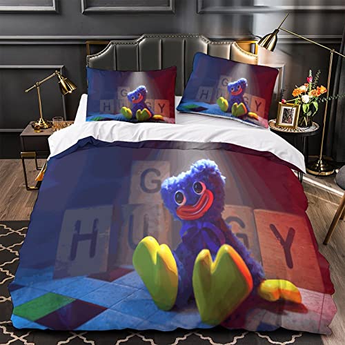 Auusda Poppy Playtime Bettwäsche-Set 3D-gedruckte Bettwäsche Baumwolle Passend Für Jungen Mädchen 1 Bettbezug Und 2 Kissenbezüge 80 X 80 cm Single（135x200cm） von Auusda