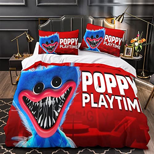 Auusda Poppy Playtime Bettbezug Und Kissenbezug 3D-Digitaldruck-Bettbezug Ultraweich Und Antiallergisch Passend Für Mädchen Und Jugendliche 1 Bettbezug Und 2 Kissenbezüge 80 X 80 cm Single（135x200cm） von Auusda