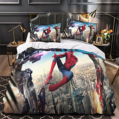 Spider-Man Bettbezug-Set Marvel Avengers Schönes Muster Für Jungen Mädchen Kinder Bettbezug Aus Mikrofaser+ Kissenbezüge Single（135x200cm） von Auusda