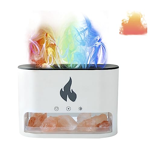 Auveach Aroma-Diffusor mit Flammeneffekt, 7 Lichtfarben, 250 ml, Luftbefeuchter für ätherische Öle, 3 Timer-Modi für Zuhause, Büro (weiß) von Auveach