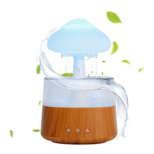 Auveach Luftbefeuchter Humidifier, 7 Farben LED Nachtlicht-3 Leistungsstufen| 5H Timer| Regentropfen Geräusch für Zuhause Büro Yoga Schlafzimmer (Holz) von Auveach