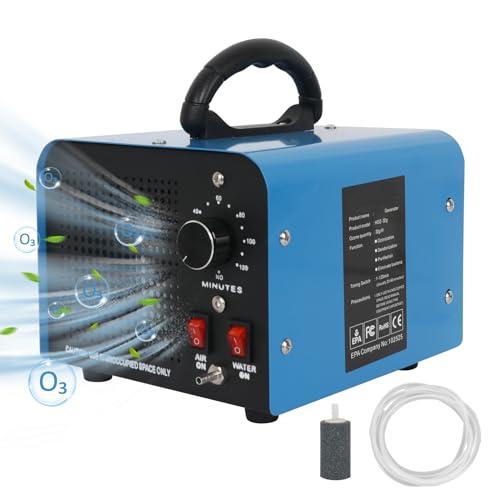 Auveach Ozongenerator Ozonmaschine mit Zwei Wasser/Luft Reinigungsmodi, 32000mg/Std Industrieller Tragbar Ozongerät Ozon Luftreiniger mit 120min Timer für Zimmer Autos Garage von Auveach