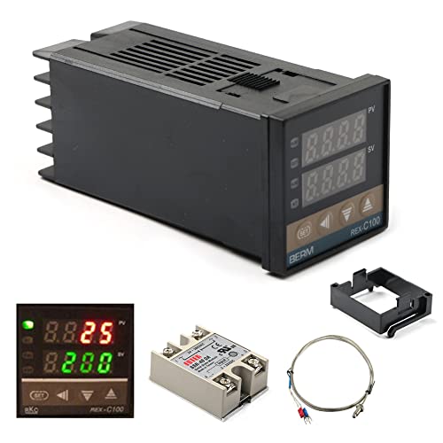 Auveach Temperaturregler PID REX-C100 Digital 110-240V 220V AC Sensor SSR K max.40A von Auveach