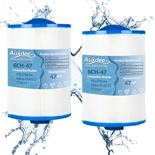 Auxdee 6CH-47 Spa-Filterkartusche Ersatz für Filbur FC-0315, PTL47W-P4,373043 Whirlpool-Filter, 47 m², 2 Stück von Auxdee