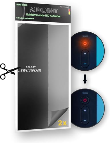 Auxlight LED Abdeckung, Lichtdimmer Folie selbstklebend, Aufkleber für Elektronikgeräte, Home Office, Fernseher, Lichtwecker, Router, Rauchmelder abdunkeln, besser schlafen, zuschneidbar von Auxlight
