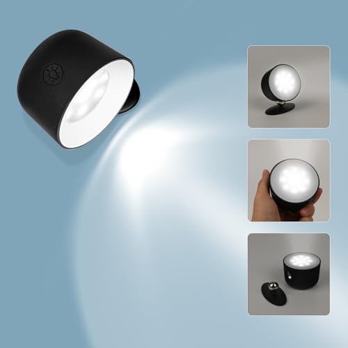Auxmir LED Wandleuchte Innen, Wandlampe mit 5 Helligkeitsstufen 3 Farbmodi, USB Aufladbar Touch Control, 360° Drehbar für Wohnzimmer Schlafzimmer Küche Flur, Schwarz von Auxmir
