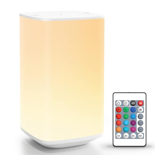 Auxmir Nachttischlampe Nachtlicht Touch Dimmbar, 4000mAh Aufladbar Stilllicht Baby mit 256 RGB Farben 4 Modi, LED Tischlampe Kabellos mit Fernbedienung & Timing Funktion, Lampe für Deko Schlafzimmer Auxmir Nachttischlampe Nachtlicht Touch Dimmbar, 4000mAh Aufladbar Stilllicht Baby mit 256 RGB Farben 4 Modi, LED Tischlampe Kabellos mit Fernbedienung & Timing Funktion, Lampe für Deko Schlafzimmer von Auxmir