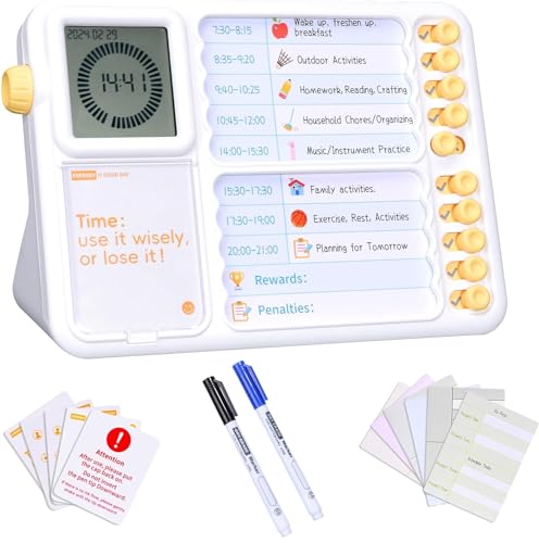 AuyKoo Visueller Timer für Kinder mit to Do Liste Tägliche Routine Planer Autismus ADHS Hilfsmittel mit Digital Time Pomodoro Productivity Timer für Klassenzimmer, Zuhause von AuyKoo