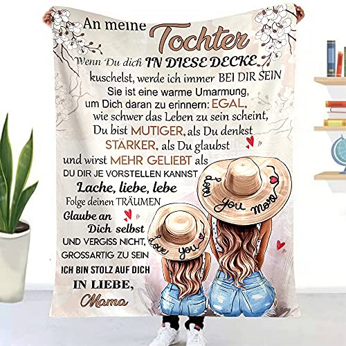 Kuscheldecke für Meine Tochter, An Meine Tochter Decke von Mama, Mutter Tochter Decke mit Spruch Deutsch, Brief Gedruckt Decken Geschenke für Weihnachten Geschenke zum Schulabschluss 1 STK von Auzkong