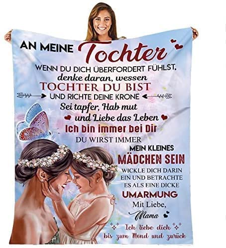 Kuscheldecke für Meine Tochter, An Meine Tochter Decke von Mama, Mutter Tochter Decke mit Spruch Deutsch (150 * 200-love for Child) von Auzkong