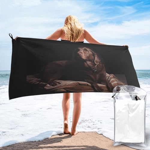 AvImYa Schnell trocknendes Handtuch, super saugfähig, schnell trocknend, 80 x 160 cm, leicht, für Camping, Strand, Sport, brauner Labrador Retriever von AvImYa