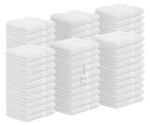 Avalon Towels Baumwolle Waschlappen,(60 Stück) Bulk 30.5x30.5 cm Premium ringgesponnene Baumwolle, saugfähig, Hotel- und Spa-Qualität, Wiederverwendbare Fingerspitzen-Handtücher (weiß) von Avalon Towels