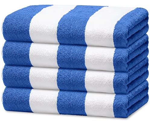 Avalon Towels Strandtücher mit blauen Cabana-Streifen – 76.2 x 152.4 cm große Pool-Handtücher – aus hochwertiger ringgesponnener Baumwolle – 4 Stück sehr weiche und saugfähige Handtücher Avalon Towels Strandtücher mit blauen Cabana-Streifen – 76.2 x 152.4 cm große Pool-Handtücher – aus hochwertiger ringgesponnener Baumwolle – 4 Stück sehr weiche und saugfähige Handtücher von Avalon Towels