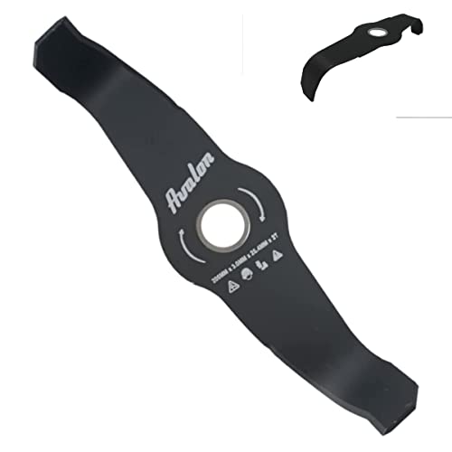 Avalon - Gebogene Scheibe mit 2 Spitzen für Motorsense (300 x 3,0 mm), Klinge zum Schneiden von hauptsächlich holzigen Stängeln und widerstandsfähigem Unkraut von Avalon