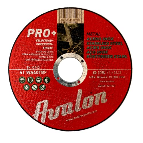 Avalon - Professionelle Trennscheiben für Metall und Edelstahl, 115 mm x 1,2 mm x 22 mm, Scheiben für Winkelschleifer 22,23 mm (10) von Avalon