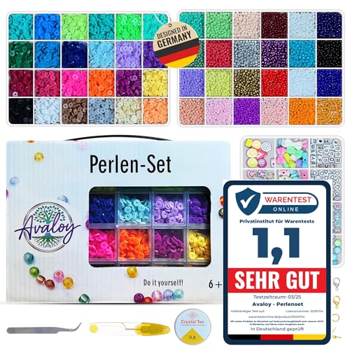 AVALOY hochwertige Perlen für Armbänder Perlen 48 Farben Armbänder selber machen Perlen Set diy Perlen Set pastell Perlen zum Auffädeln Schmuckherstellung Kit Perlen 6mm / 3mm Beads (Set 3) von Avaloy
