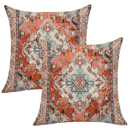 Avalune Boho Kissenbezug 40x40 Rot Orange Herbst Kissen Kissenbezüge Samt Kissenhüllen Vintage Teppichmuster Ethno Böhmischen Blumen Doppelseitig Sofakissen Bezug für Wohnzimmer Sofa Deko, 2er Set Avalune Boho Kissenbezug 40x40 Rot Orange Herbst Kissen Kissenbezüge Samt Kissenhüllen Vintage Teppichmuster Ethno Böhmischen Blumen Doppelseitig Sofakissen Bezug für Wohnzimmer Sofa Deko, 2er Set von Avalune