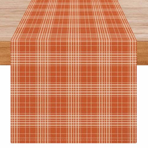Avalune Herbst Tischläufer Orange Kariert Tischdeko Esstisch Modern Rustikal Geometrische Tisch Läufer Abwaschbar Herbstdeko für Küche Innen Outdoor Party Garten Hochzeit Esszimmer Deko 40x140 cm Avalune Herbst Tischläufer Orange Kariert Tischdeko Esstisch Modern Rustikal Geometrische Tisch Läufer Abwaschbar Herbstdeko für Küche Innen Outdoor Party Garten Hochzeit Esszimmer Deko 40x140 cm von Avalune