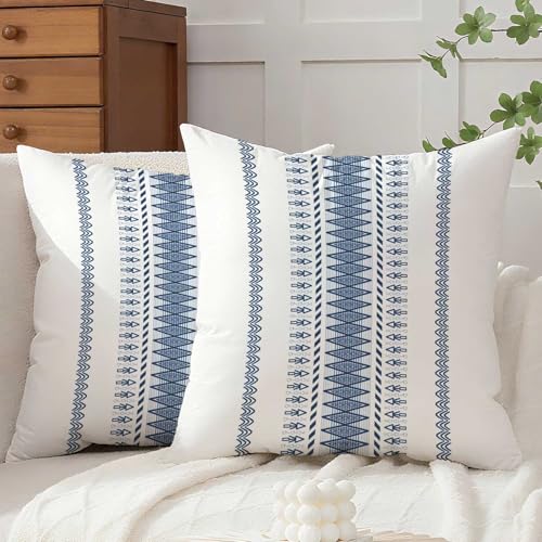 Avalune Kissenbezug 40x40 Herbst Navy Blau Kissen Sofakissen Samt Kissenhülle Boho Kissenbezüge Modern Minimalistisch Dekorative Kopfkissenbezug für Sofa Wohnzimmer Schlafzimmer Bett Deko 2er Set von Avalune