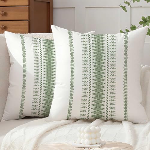 Avalune Kissenbezug 45x45 Herbst Grün Kissen Sofakissen Samt Kissenhülle Boho Kissenbezüge Modern Minimalistisch Dekorative Kopfkissenbezug für Sofa Wohnzimmer Schlafzimmer Bett Deko 2er Set von Avalune