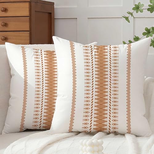 Avalune Kissenbezug 45x45 Herbst Orange Kissen Sofakissen Samt Kissenhülle Boho Kissenbezüge Modern Minimalistisch Dekorative Kopfkissenbezug für Sofa Wohnzimmer Schlafzimmer Bett Deko 2er Set von Avalune